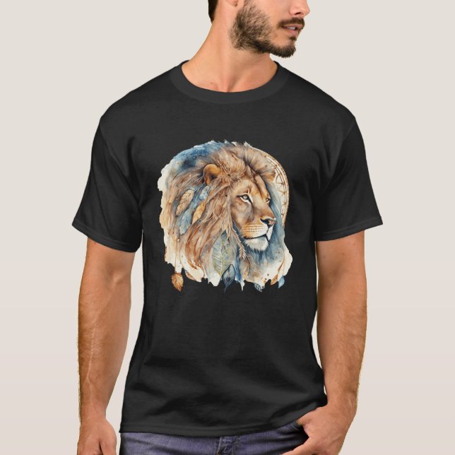 Camiseta Lion Tribal Watercolor Lion Dream Catcher (Anverso)