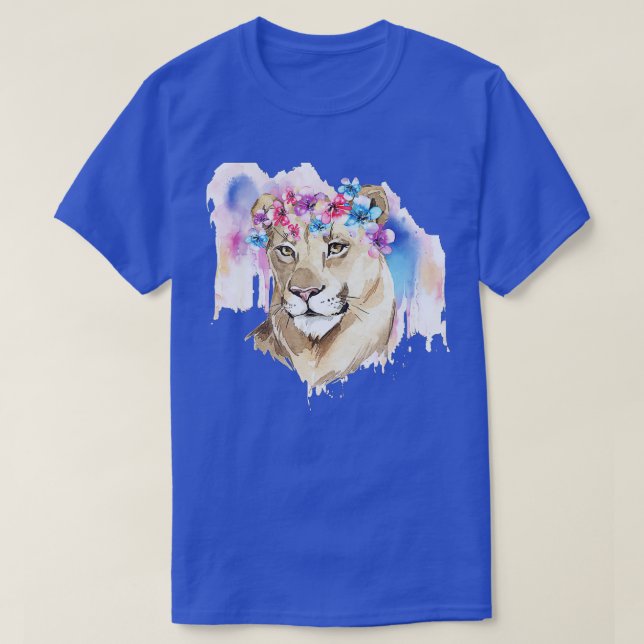 Camiseta Lion Watercolor Colorful lion Art  (Diseño del anverso)
