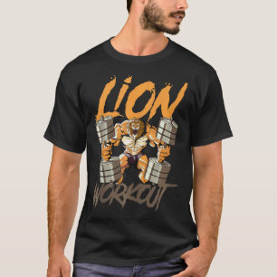 Camiseta Lion Workout Lifting Weights Beth Muscle Fitness