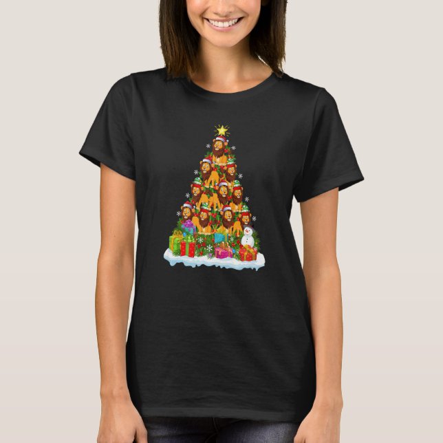 Camiseta Lion  Xmas Holiday  Lion Christmas Tree (Anverso)