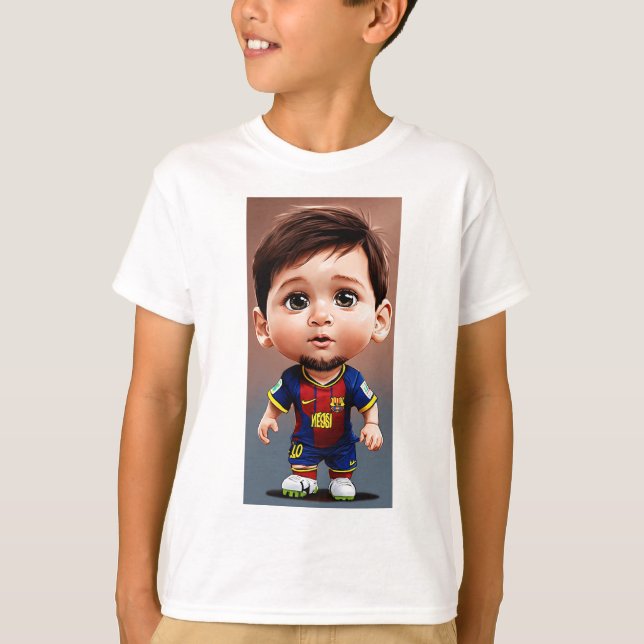 Camiseta Lionel Messi lindo bebé personalizado ojos realist (Anverso)