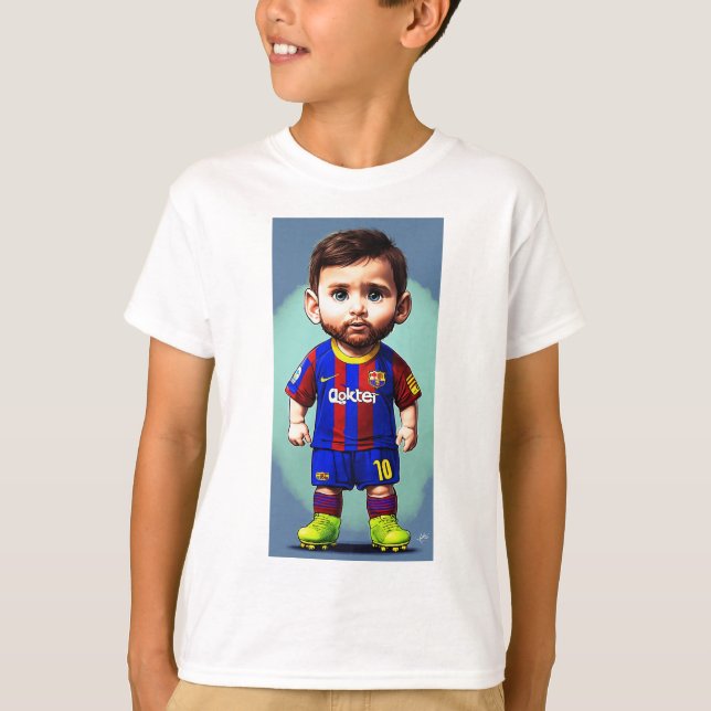 Camiseta Lionel Messi lindo bebé personalizado ojos realist (Anverso)