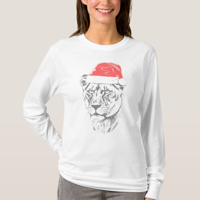 Camiseta Lioness Christmas Hat (Anverso)