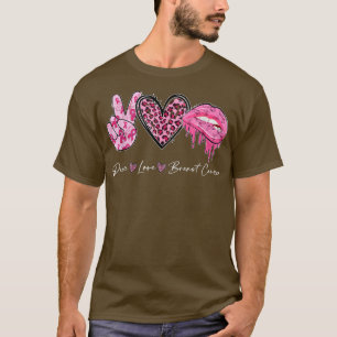 Camiseta Lip Peace Love Cure Pink Ribbon Mama Cancer Awa