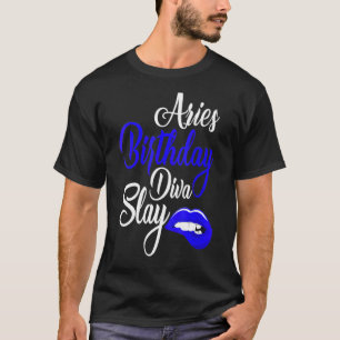 Camiseta Lip Print Aries Queen March April Chica Cumpleaños
