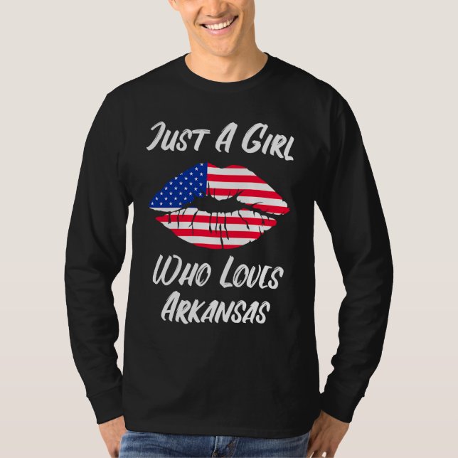 Camiseta Lips and Mouth Love American Flag Arkansas (Anverso)