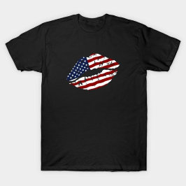 Camiseta Lips de la bandera estadounidense con problemas