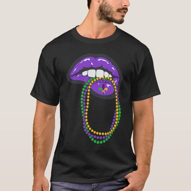 Camiseta Lips de Mardi Gras para mujeres lidian costo de ca (Anverso)