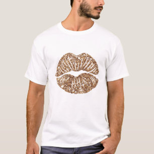 Camiseta Lips de Purpurina de oro