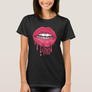 Camiseta Lips I Love You Kiss Pink Blood Artwork