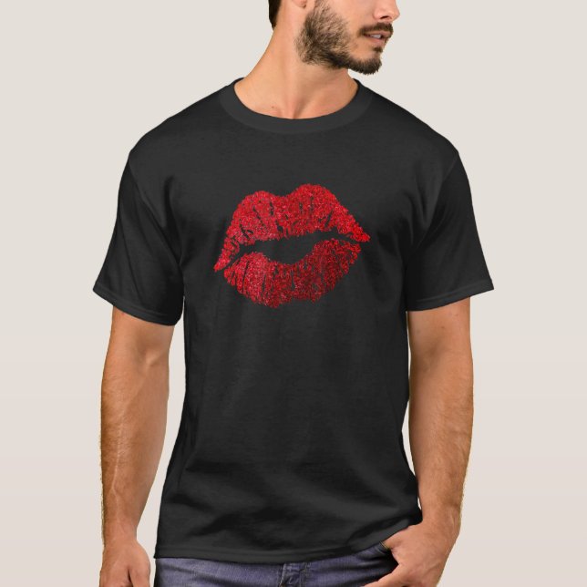Camiseta Lips Kiss de Labios Rojos de Kissing Red Lipstick  (Anverso)
