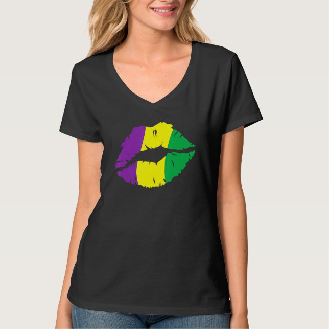 Camiseta Lips Kiss Mardi Gras New Orleans Gifts For Women_1 (Anverso)