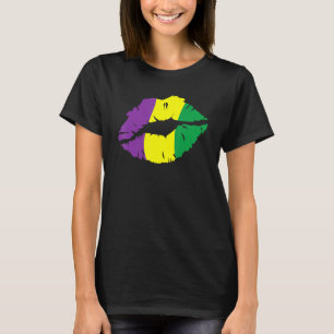 Camiseta Lips Kiss Mardi Gras Nueva Orleans Para Mujeres