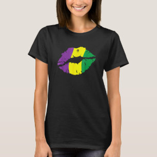 Camiseta Lips Kiss Mardi Gras Nueva Orleans Para Mujeres