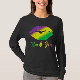 Camiseta Lips Mardi Gras Funny Fiesta Apparthy mujeres Chic
