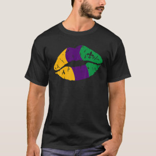Camiseta Lips Mardi Gras Mardi Kiss Para Mujeres