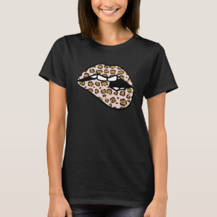 Camiseta Lips mordiendo Boca Leopardo Rosa Mujeres De La Im