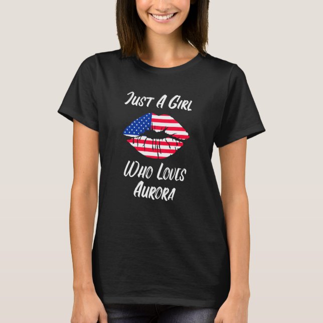 Camiseta Lips Mouth Love American Flag Aurora (Anverso)