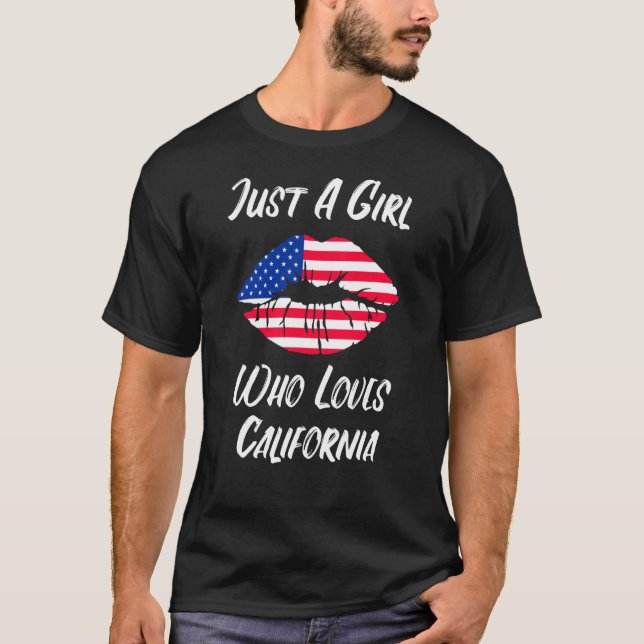 Camiseta Lips Mouth Love American Flag California (Anverso)