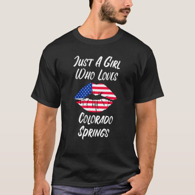Camiseta Lips Mouth Love American Flag Colorado Springs (Anverso)