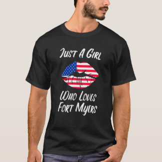 Camiseta Lips Mouth Love American Flag Fort Myers