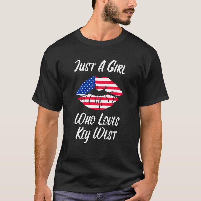 Camiseta Lips Mouth Love American Flag Key West (Anverso)