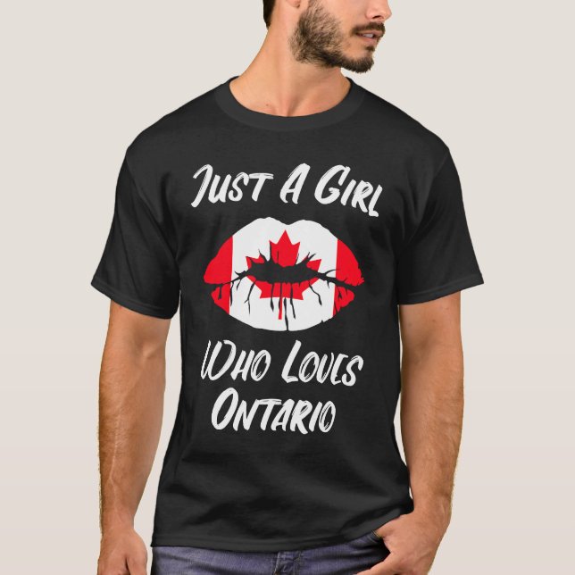 Camiseta Lips Mouth Love Canadian Flag Ontario (Anverso)