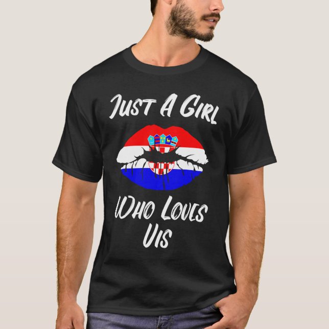 Camiseta Lips Mouth Love Croatia Flag Vis (Anverso)