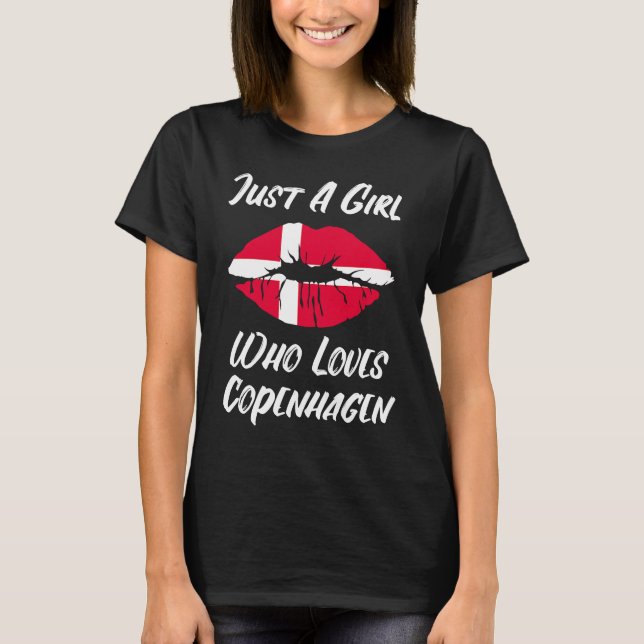 Camiseta Lips Mouth Love Danish Flag Copenhagen (Anverso)