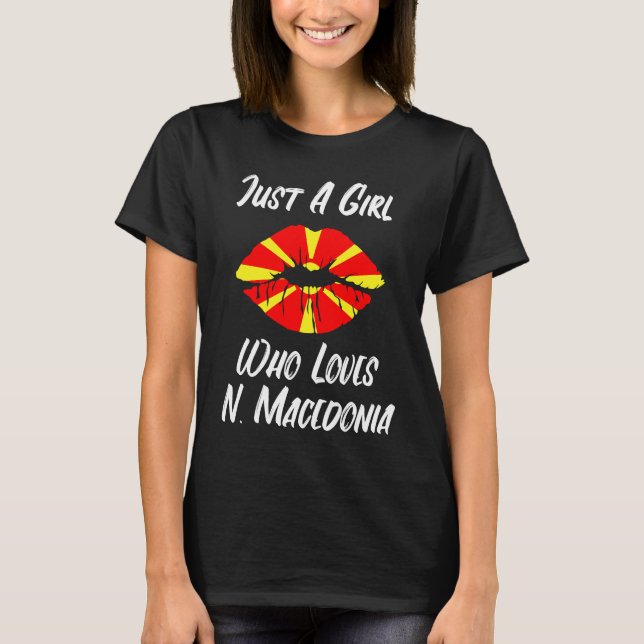Camiseta Lips Mouth Love Flag North Macedonia (Anverso)