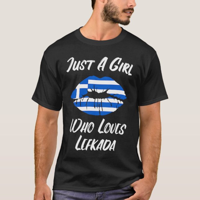 Camiseta Lips Mouth Love Greek Flag Lefkada (Anverso)