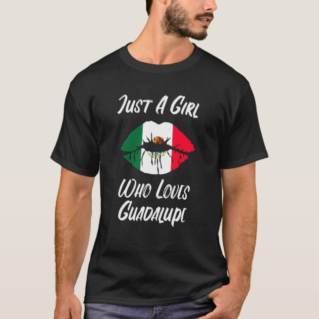 Camiseta Lips Mouth Love Mexican Flag Guadalupe (Anverso)