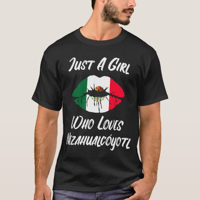 Camiseta Lips Mouth Love Mexican Flag Nezahualcoyotl (Anverso)
