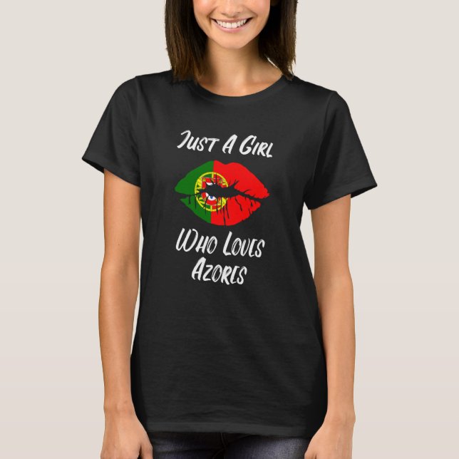Camiseta Lips Mouth Love Portuguese Flag Azores (Anverso)