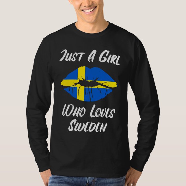 Camiseta Lips Mouth Love Swedish Flag Sweden (Anverso)