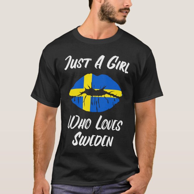 Camiseta Lips Mouth Love Swedish Flag Sweden (Anverso)