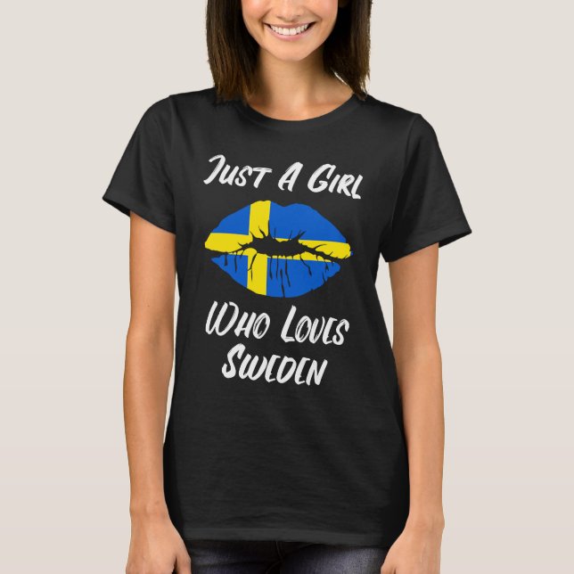 Camiseta Lips Mouth Love Swedish Flag Sweden (Anverso)