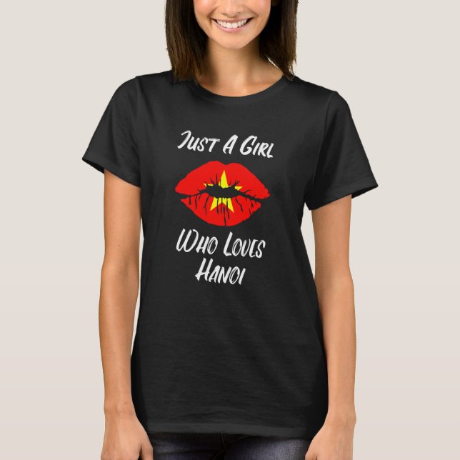 Camiseta Lips Mouth Love Vietnamese Flag Hanoi (Anverso)