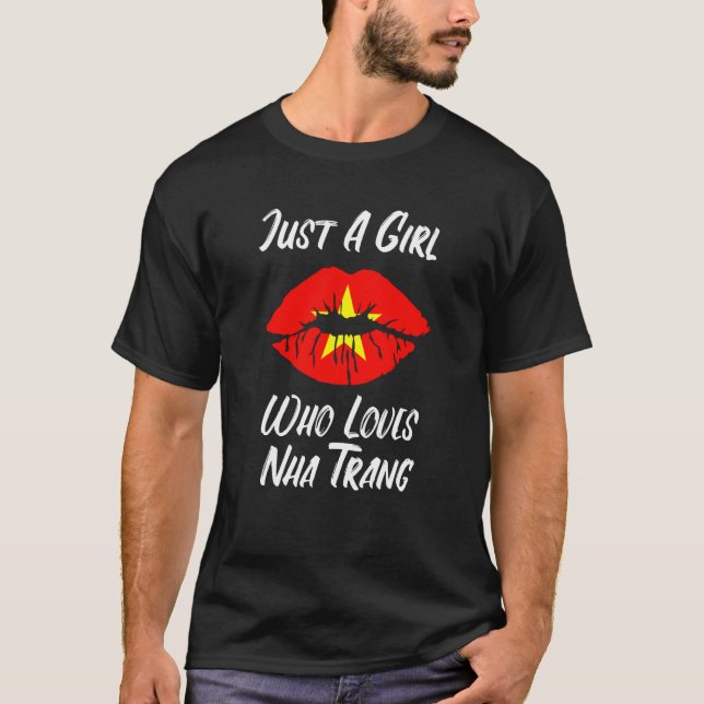 Camiseta Lips Mouth Love Vietnamese Flag Nha Trang (Anverso)