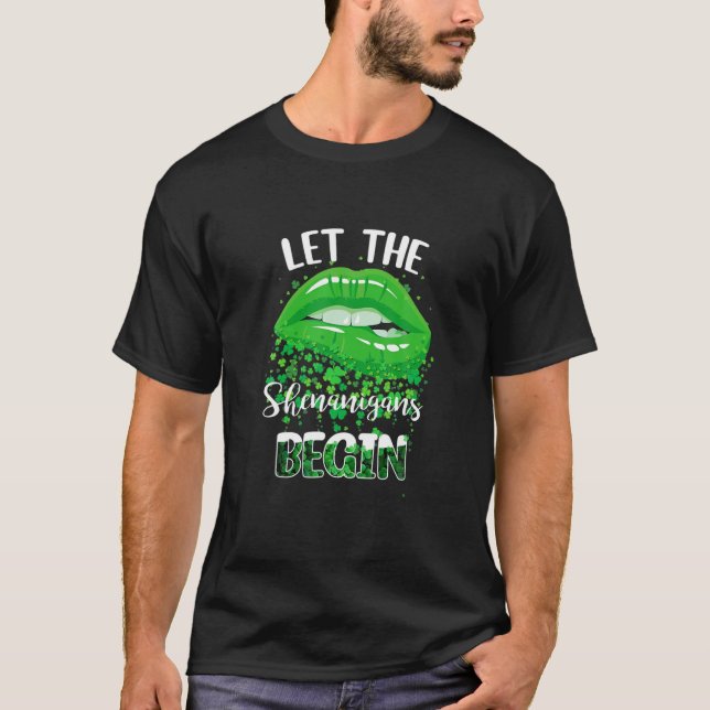 Camiseta Lips Patrick'S Day Women Deja Que Los Shenanigans  (Anverso)