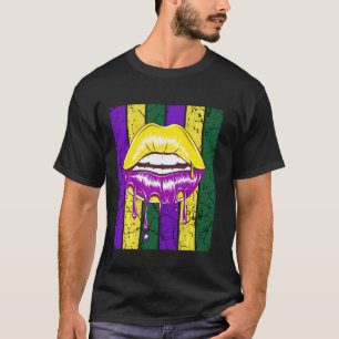 Camiseta Lips Queen And Beads Mardi Gras 2022 Mujeres Chica
