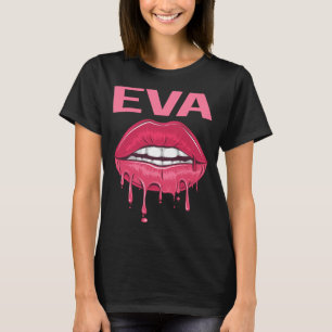 Camiseta Lips rosadas - nombre de Eva