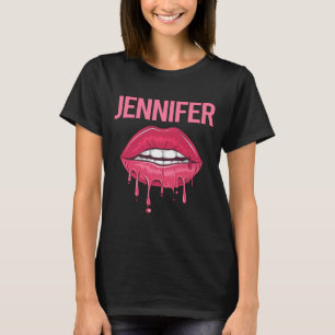 Camiseta Lips rosadas - Nombre de Jennifer
