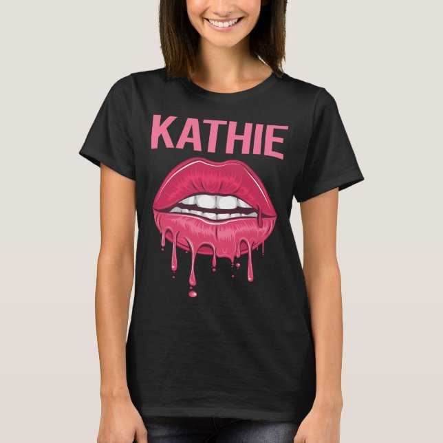 Camiseta Lips rosadas - Nombre de Kathie (Anverso)