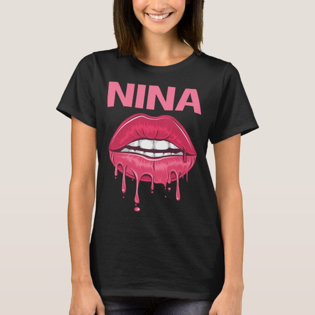 Camiseta Lips rosadas - Nombre de la nina (Anverso)