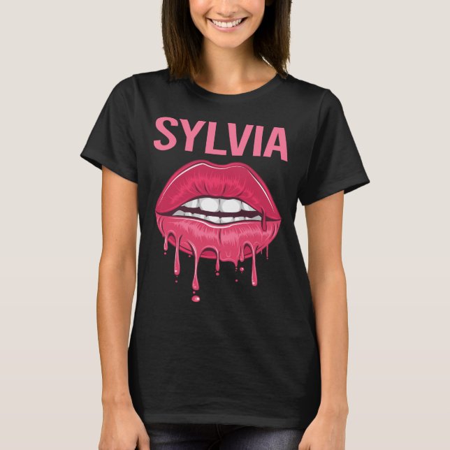 Camiseta Lips rosadas - Nombre de Sylvia (Anverso)