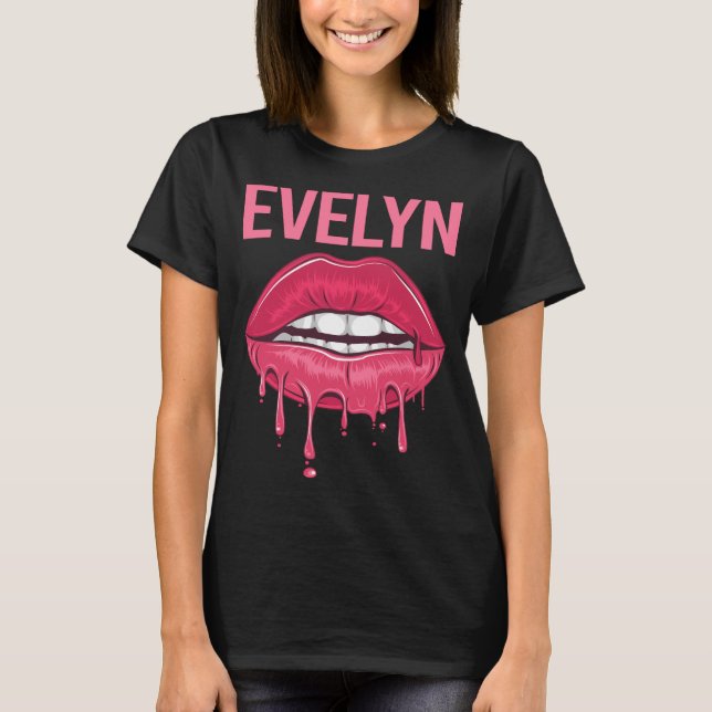 Camiseta Lips rosadas - Nombre Evelyn (Anverso)