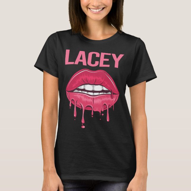 Camiseta Lips rosadas - Nombre Lacey (Anverso)