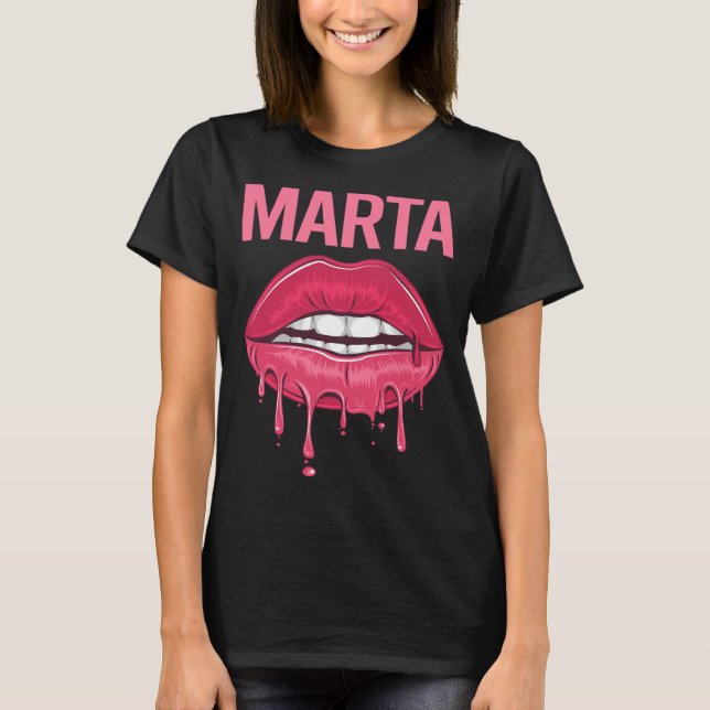Camiseta Lips rosadas - Nombre Marta (Anverso)