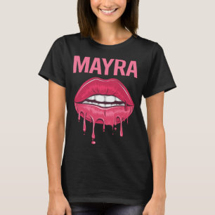 Camiseta Lips rosadas - Nombre Mayra